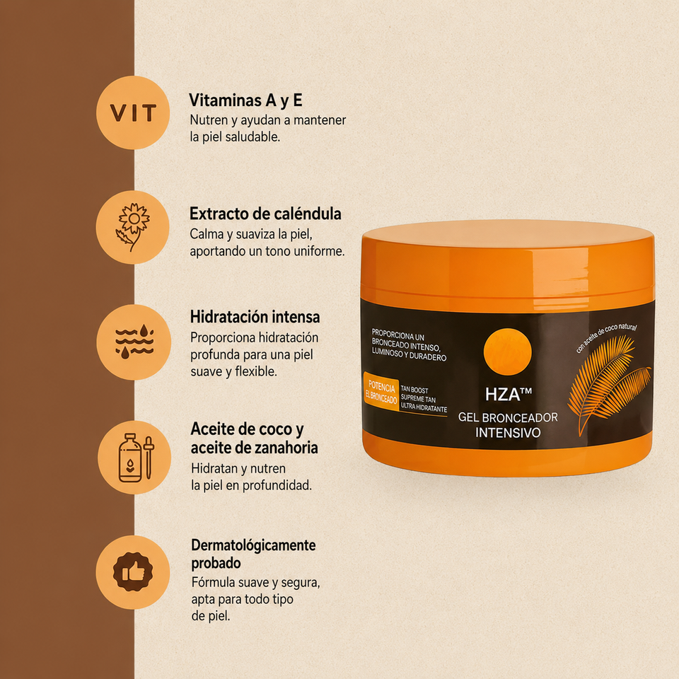 Gel Bronceador Intensivo Autobronceador para Rostro y Cuerpo