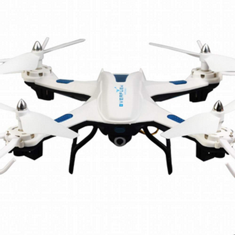 Drone RC con cámara integrada y control remoto.
